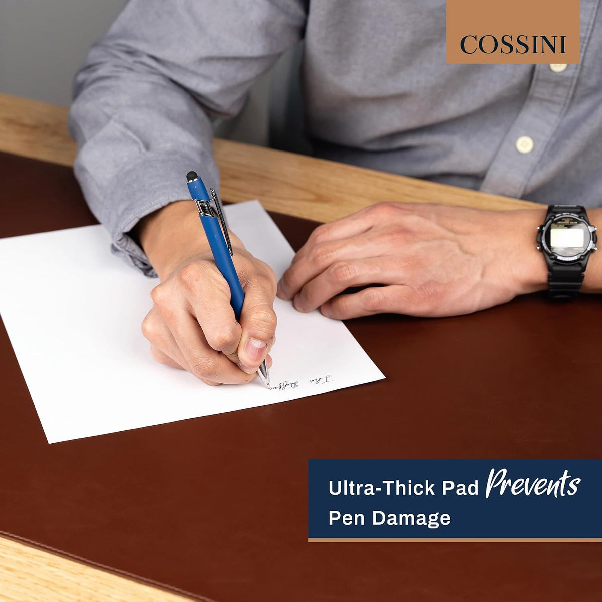 XL Desk Pad - Large Vegan Leather Desk Mat (17 x 36) - Buttery Smooth Writing, Damage Blocking, Non-Slip, Waterproof - Home Office Computer Desk Protector Blotter Laptop Keyboard Mouse Pad