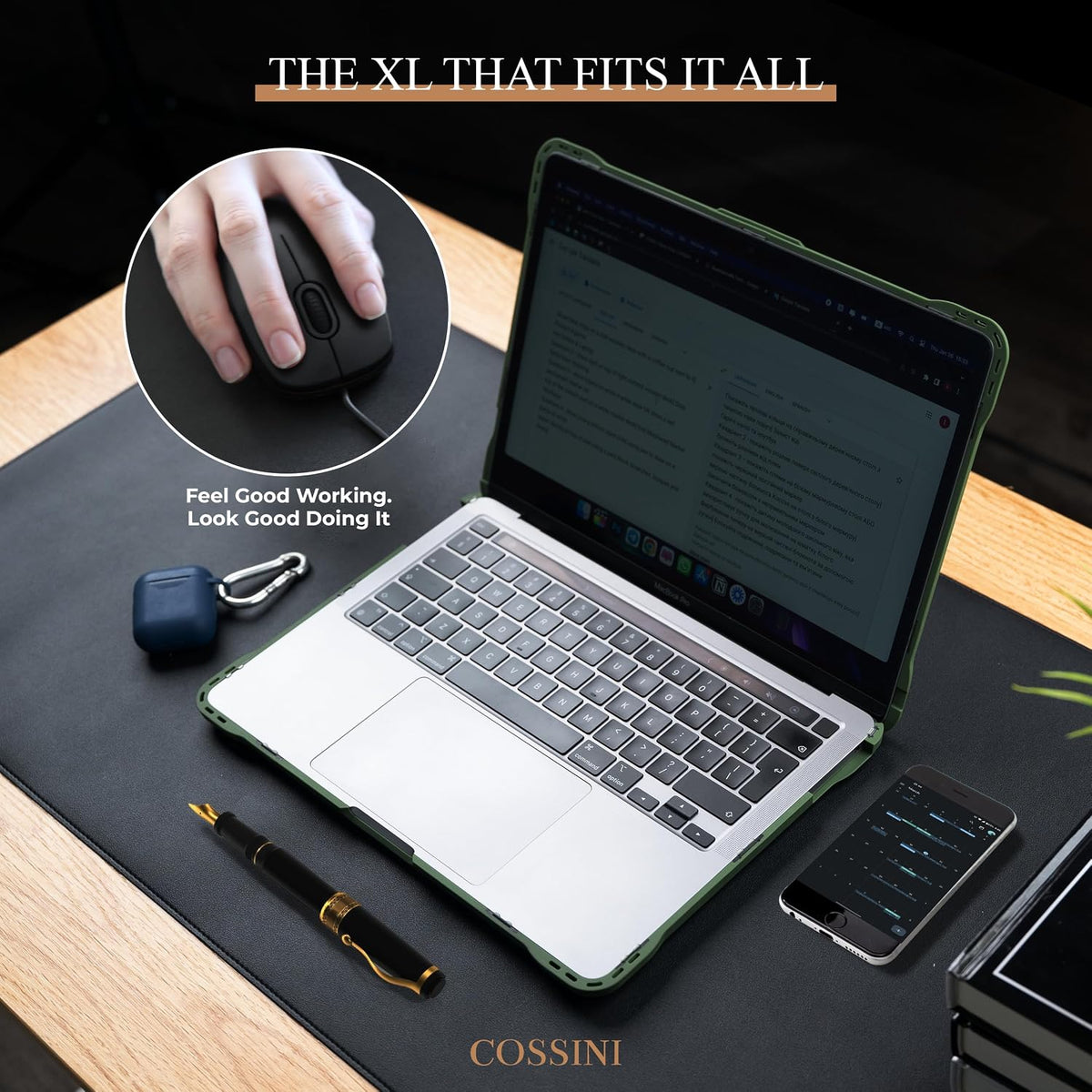 XL Desk Pad - Large Vegan Leather Desk Mat (17 x 36) - Buttery Smooth Writing, Damage Blocking, Non-Slip, Waterproof - Home Office Computer Desk Protector Blotter Laptop Keyboard Mouse Pad