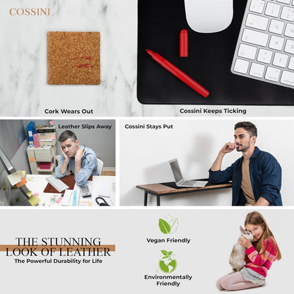 XL Desk Pad - Large Vegan Leather Desk Mat (17 x 36) - Buttery Smooth Writing, Damage Blocking, Non-Slip, Waterproof - Home Office Computer Desk Protector Blotter Laptop Keyboard Mouse Pad
