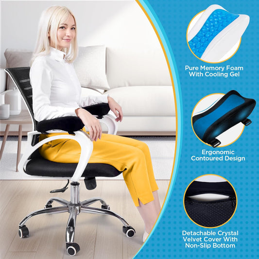 Ergonomic Armrest Pads- Office Chair Arm Rest Cover Pillow - Elbow Support Cushion for Computer, Gaming and Desk Chairs (Set of 2)