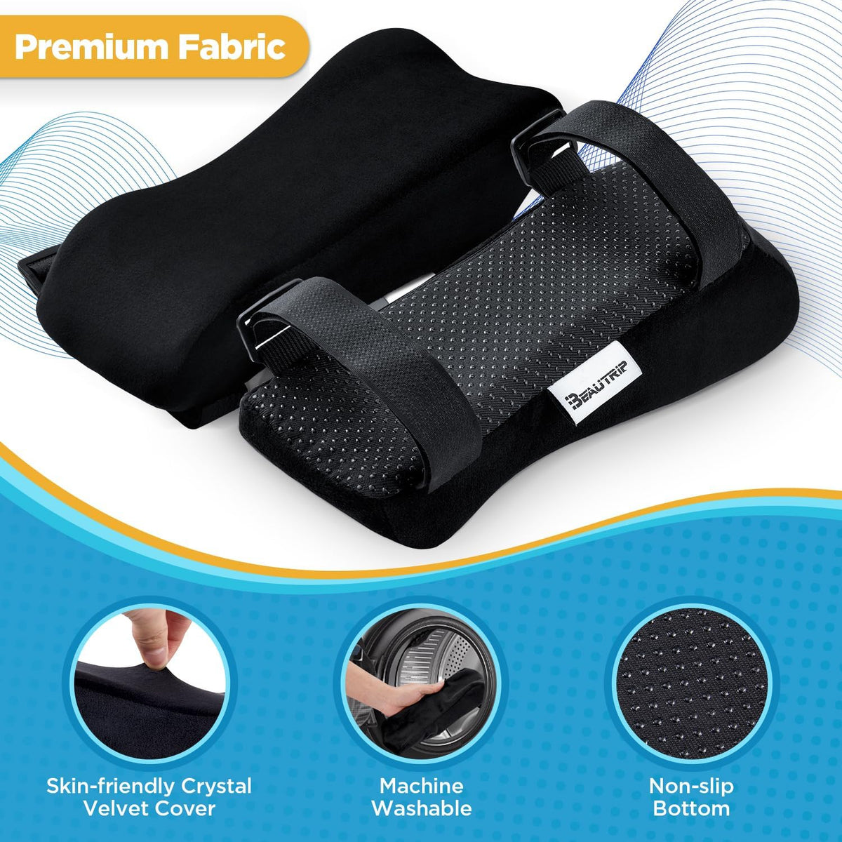 Ergonomic Armrest Pads- Office Chair Arm Rest Cover Pillow - Elbow Support Cushion for Computer, Gaming and Desk Chairs (Set of 2)