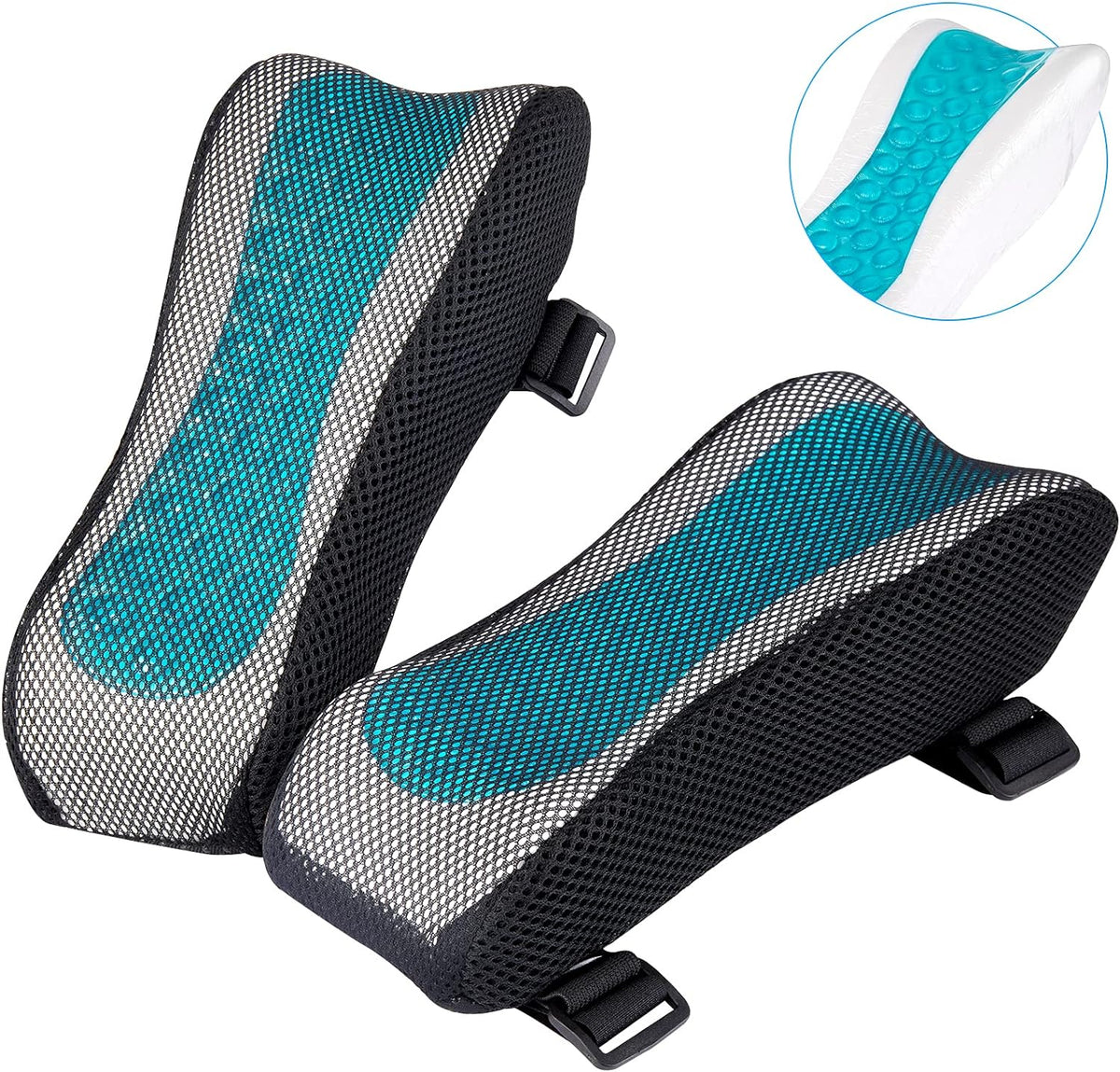 Ergonomic Armrest Pads- Office Chair Arm Rest Cover Pillow - Elbow Support Cushion for Computer, Gaming and Desk Chairs (Set of 2)