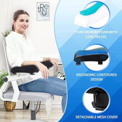 Ergonomic Armrest Pads- Office Chair Arm Rest Cover Pillow - Elbow Support Cushion for Computer, Gaming and Desk Chairs (Set of 2)