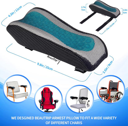 Ergonomic Armrest Pads- Office Chair Arm Rest Cover Pillow - Elbow Support Cushion for Computer, Gaming and Desk Chairs (Set of 2)