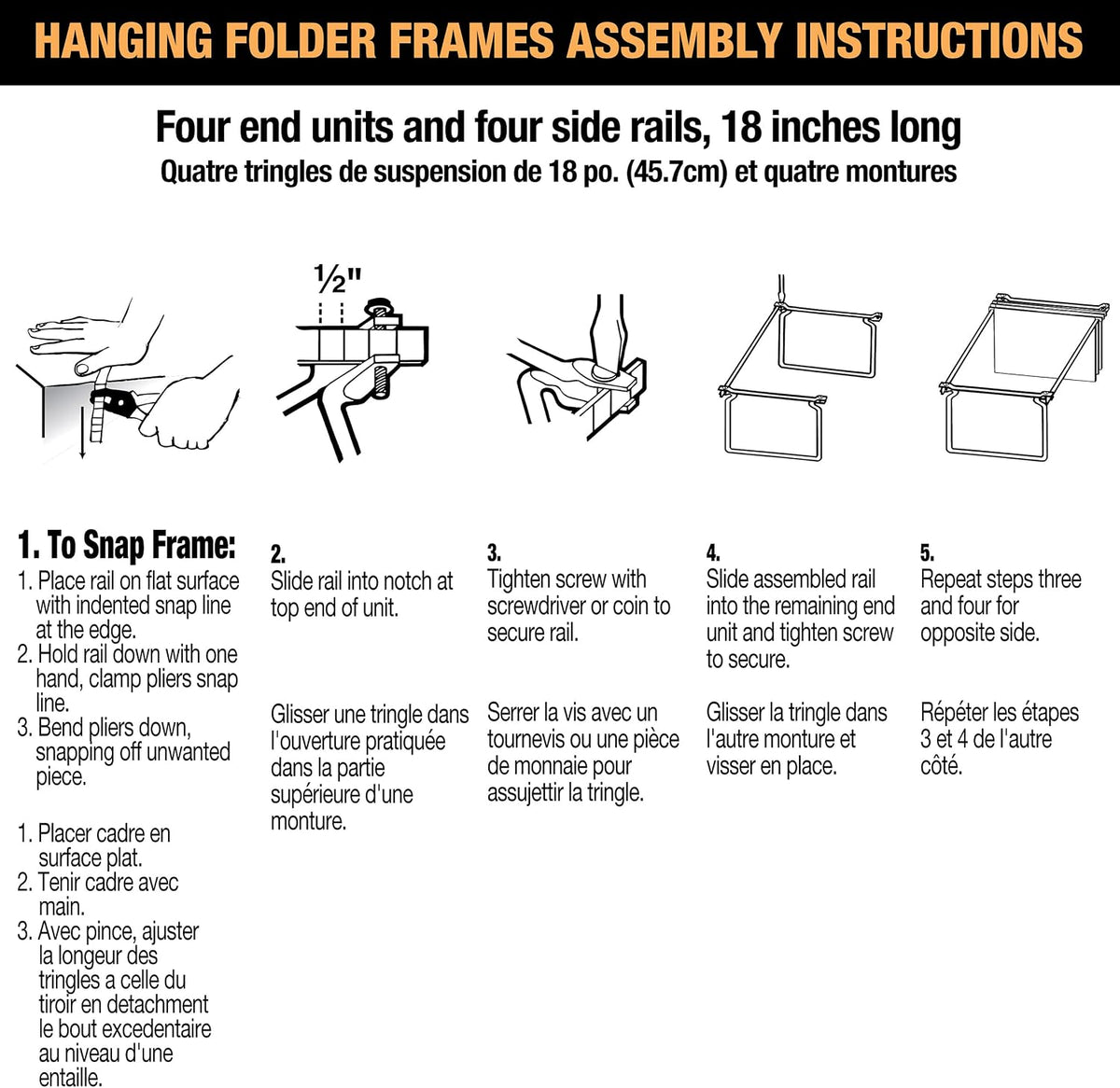 Hanging File Frame, Letter Size, Adjustable 14 to 18-Inches, 2 Count (Pack of 1),Silver, 91990