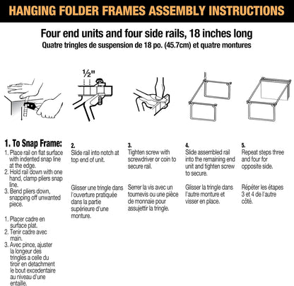 Hanging File Frame, Letter Size, Adjustable 14 to 18-Inches, 2 Count (Pack of 1),Silver, 91990