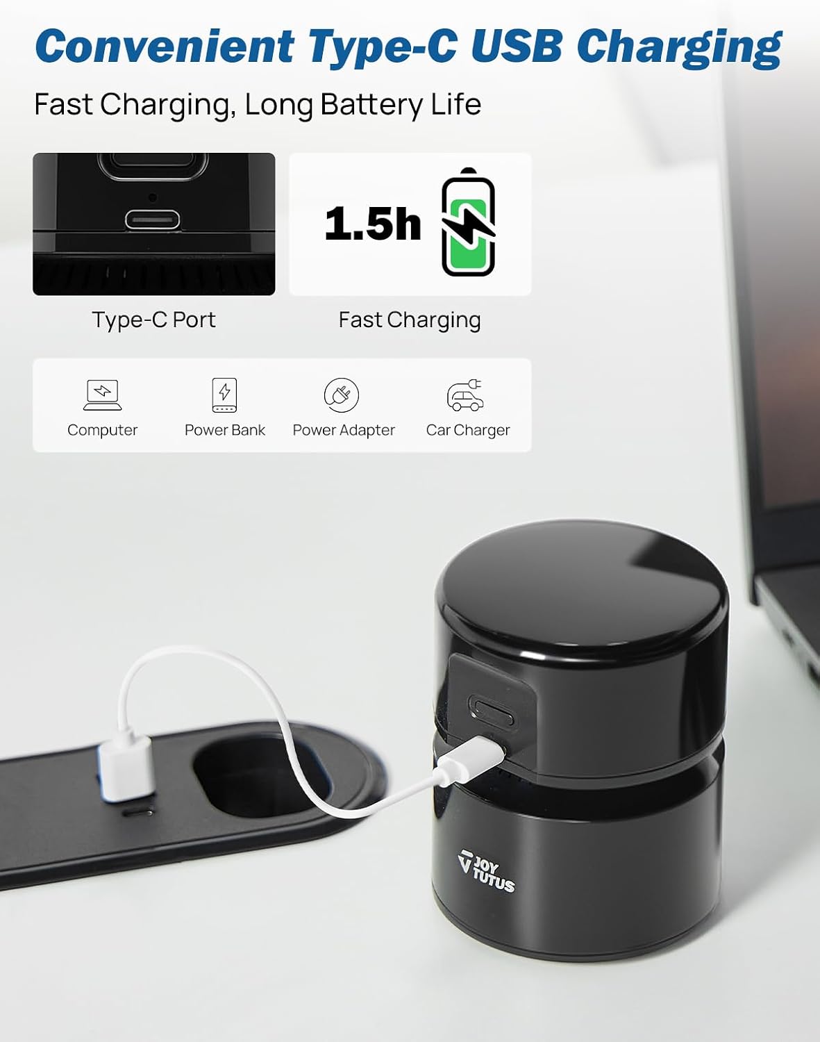Mini Vacuum Cleaner Desk Vacuum Portable Cordless 360º Rotatable Handheld Vacuum 2 Suction Modes USB for Car/Home/Pet Hair/Office/Desk/Keyboards Black
