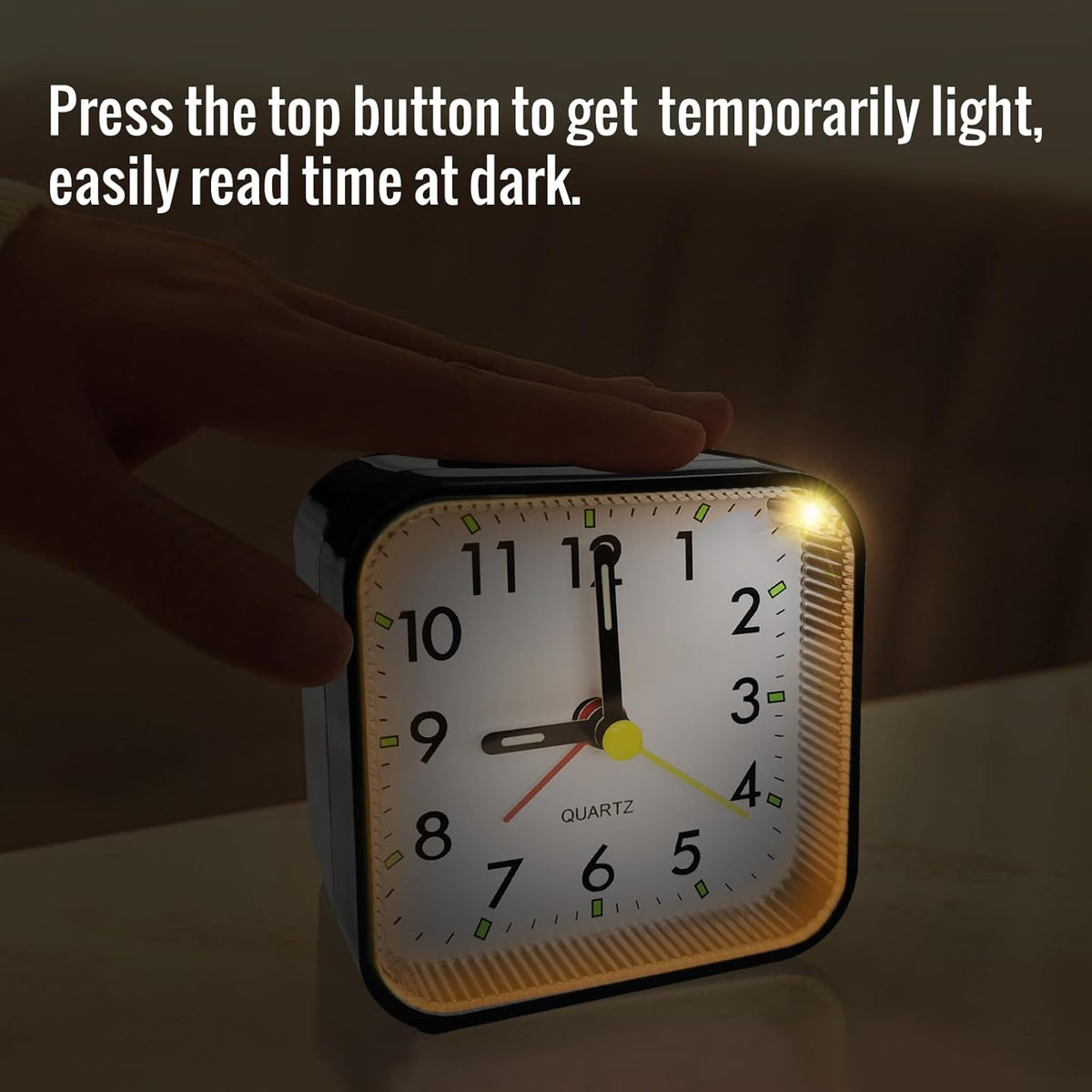 Lamisola Small Analog Travel , Battery Operated Desk Table Shelf Clock for Kids, Quieter Bedside Alarm Clocks for Bedrooms Bathroom Living Room Kitchen, Black