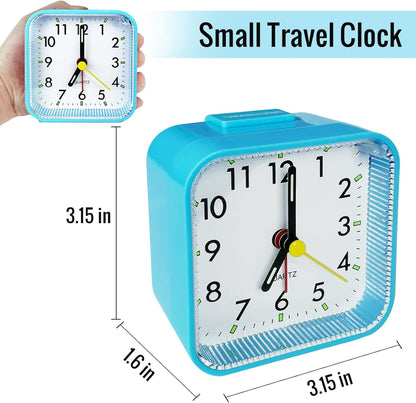 Lamisola Small Analog Travel , Battery Operated Desk Table Shelf Clock for Kids, Quieter Bedside Alarm Clocks for Bedrooms Bathroom Living Room Kitchen, Black