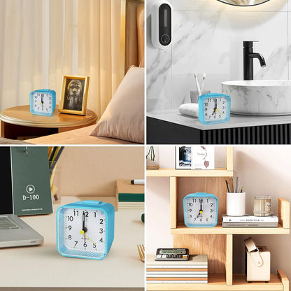 Lamisola Small Analog Travel , Battery Operated Desk Table Shelf Clock for Kids, Quieter Bedside Alarm Clocks for Bedrooms Bathroom Living Room Kitchen, Black