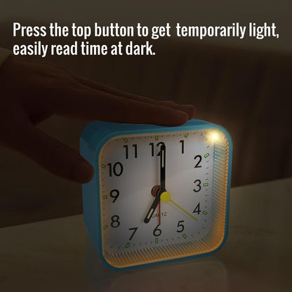 Lamisola Small Analog Travel , Battery Operated Desk Table Shelf Clock for Kids, Quieter Bedside Alarm Clocks for Bedrooms Bathroom Living Room Kitchen, Black