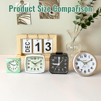 Lamisola Small Analog Travel , Battery Operated Desk Table Shelf Clock for Kids, Quieter Bedside Alarm Clocks for Bedrooms Bathroom Living Room Kitchen, Black