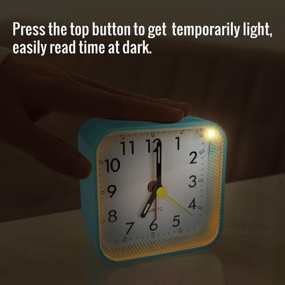 Lamisola Small Analog Travel , Battery Operated Desk Table Shelf Clock for Kids, Quieter Bedside Alarm Clocks for Bedrooms Bathroom Living Room Kitchen, Black