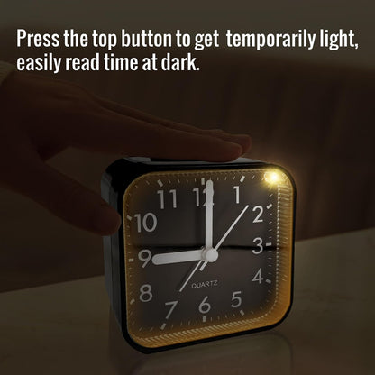 Lamisola Small Analog Travel , Battery Operated Desk Table Shelf Clock for Kids, Quieter Bedside Alarm Clocks for Bedrooms Bathroom Living Room Kitchen, Black