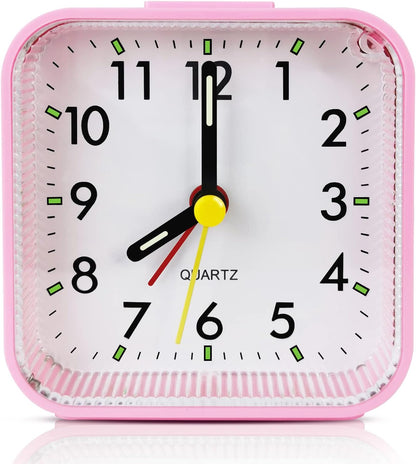 Lamisola Small Analog Travel , Battery Operated Desk Table Shelf Clock for Kids, Quieter Bedside Alarm Clocks for Bedrooms Bathroom Living Room Kitchen, Black