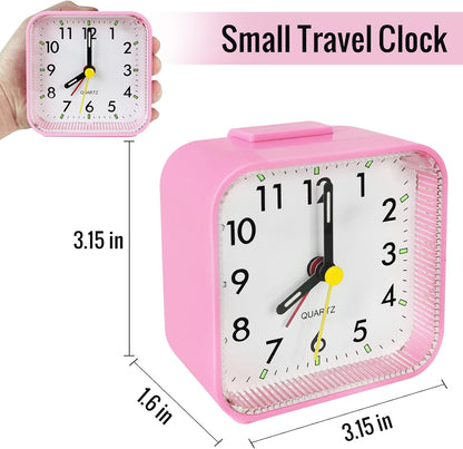 Lamisola Small Analog Travel , Battery Operated Desk Table Shelf Clock for Kids, Quieter Bedside Alarm Clocks for Bedrooms Bathroom Living Room Kitchen, Black