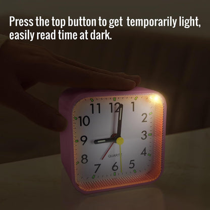 Lamisola Small Analog Travel , Battery Operated Desk Table Shelf Clock for Kids, Quieter Bedside Alarm Clocks for Bedrooms Bathroom Living Room Kitchen, Black