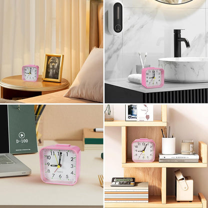 Lamisola Small Analog Travel , Battery Operated Desk Table Shelf Clock for Kids, Quieter Bedside Alarm Clocks for Bedrooms Bathroom Living Room Kitchen, Black