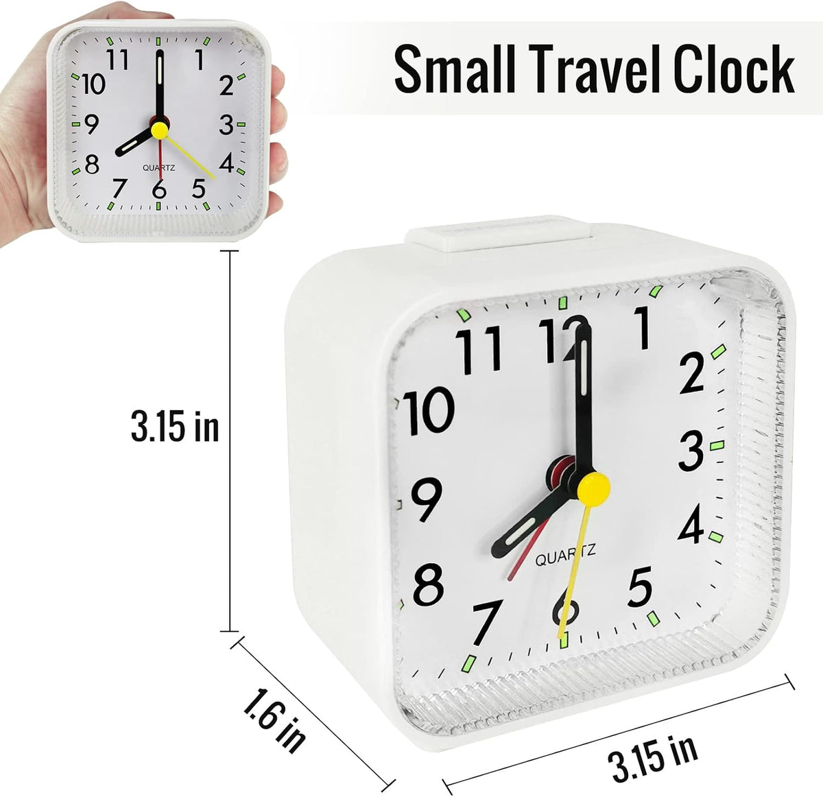 Lamisola Small Analog Travel , Battery Operated Desk Table Shelf Clock for Kids, Quieter Bedside Alarm Clocks for Bedrooms Bathroom Living Room Kitchen, Black