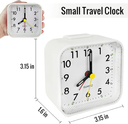 Lamisola Small Analog Travel , Battery Operated Desk Table Shelf Clock for Kids, Quieter Bedside Alarm Clocks for Bedrooms Bathroom Living Room Kitchen, Black