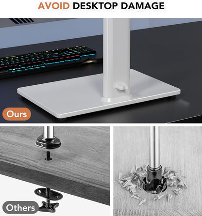 Dual Monitor Stand - Vertical Stack Screen Free-Standing Monitor Riser Fits Two 13 to 34 Inch Screen with Swivel, Tilt, Height Adjustable, Holds One (1) Screen Up to 44Lbs