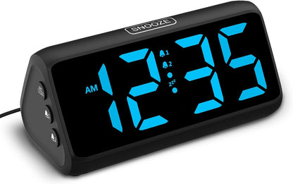 Digital Alarm Clocks for Bedrooms, Loud Alarm Clock with Dual Alarms, Bold Digits, 5 Dimmers, 4 Volumes, Snooze, Bedside Clock for Deep Sleepers Kids Teens Seniors, Plug in Clock, Easy to Set