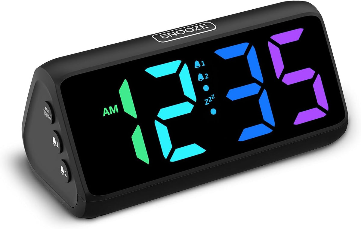 Digital Alarm Clocks for Bedrooms, Loud Alarm Clock with Dual Alarms, Bold Digits, 5 Dimmers, 4 Volumes, Snooze, Bedside Clock for Deep Sleepers Kids Teens Seniors, Plug in Clock, Easy to Set
