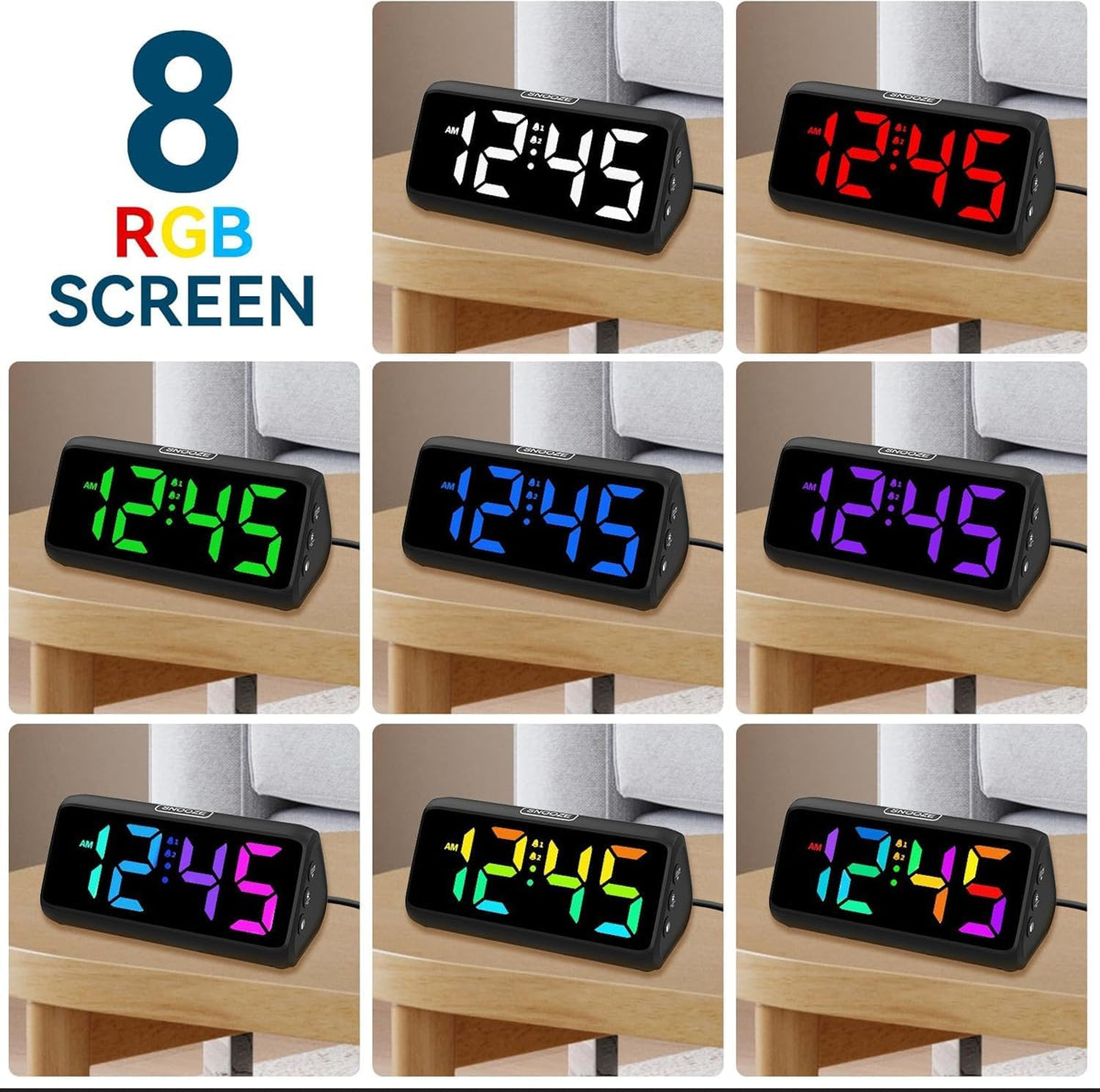 Digital Alarm Clocks for Bedrooms, Loud Alarm Clock with Dual Alarms, Bold Digits, 5 Dimmers, 4 Volumes, Snooze, Bedside Clock for Deep Sleepers Kids Teens Seniors, Plug in Clock, Easy to Set