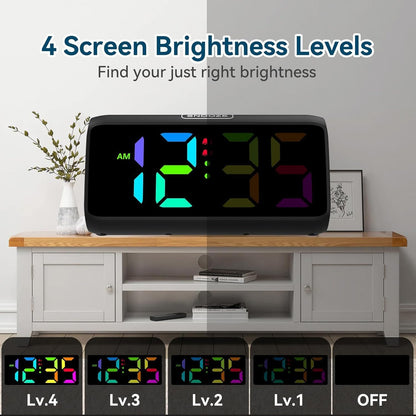 Digital Alarm Clocks for Bedrooms, Loud Alarm Clock with Dual Alarms, Bold Digits, 5 Dimmers, 4 Volumes, Snooze, Bedside Clock for Deep Sleepers Kids Teens Seniors, Plug in Clock, Easy to Set