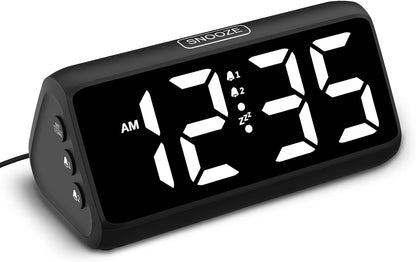 Digital Alarm Clocks for Bedrooms, Loud Alarm Clock with Dual Alarms, Bold Digits, 5 Dimmers, 4 Volumes, Snooze, Bedside Clock for Deep Sleepers Kids Teens Seniors, Plug in Clock, Easy to Set
