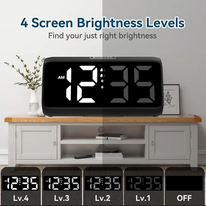 Digital Alarm Clocks for Bedrooms, Loud Alarm Clock with Dual Alarms, Bold Digits, 5 Dimmers, 4 Volumes, Snooze, Bedside Clock for Deep Sleepers Kids Teens Seniors, Plug in Clock, Easy to Set