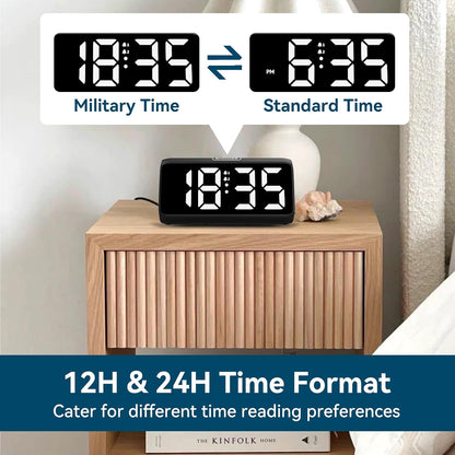Digital Alarm Clocks for Bedrooms, Loud Alarm Clock with Dual Alarms, Bold Digits, 5 Dimmers, 4 Volumes, Snooze, Bedside Clock for Deep Sleepers Kids Teens Seniors, Plug in Clock, Easy to Set
