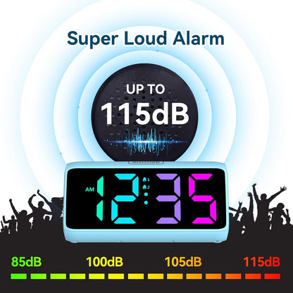 Digital Alarm Clocks for Bedrooms, Loud Alarm Clock with Dual Alarms, Bold Digits, 5 Dimmers, 4 Volumes, Snooze, Bedside Clock for Deep Sleepers Kids Teens Seniors, Plug in Clock, Easy to Set