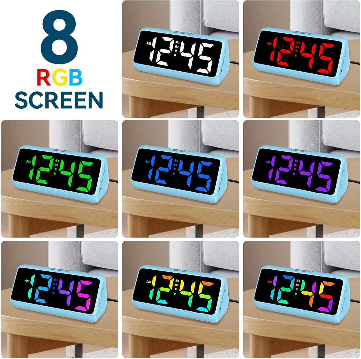 Digital Alarm Clocks for Bedrooms, Loud Alarm Clock with Dual Alarms, Bold Digits, 5 Dimmers, 4 Volumes, Snooze, Bedside Clock for Deep Sleepers Kids Teens Seniors, Plug in Clock, Easy to Set