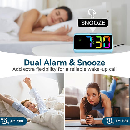 Digital Alarm Clocks for Bedrooms, Loud Alarm Clock with Dual Alarms, Bold Digits, 5 Dimmers, 4 Volumes, Snooze, Bedside Clock for Deep Sleepers Kids Teens Seniors, Plug in Clock, Easy to Set