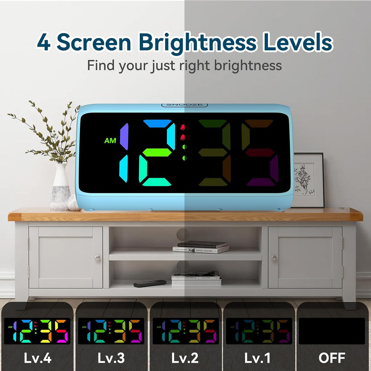 Digital Alarm Clocks for Bedrooms, Loud Alarm Clock with Dual Alarms, Bold Digits, 5 Dimmers, 4 Volumes, Snooze, Bedside Clock for Deep Sleepers Kids Teens Seniors, Plug in Clock, Easy to Set