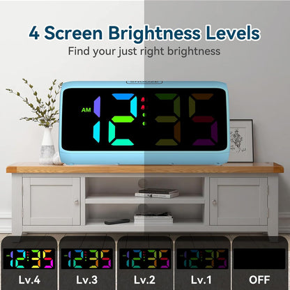Digital Alarm Clocks for Bedrooms, Loud Alarm Clock with Dual Alarms, Bold Digits, 5 Dimmers, 4 Volumes, Snooze, Bedside Clock for Deep Sleepers Kids Teens Seniors, Plug in Clock, Easy to Set