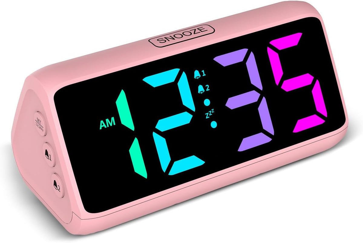 Digital Alarm Clocks for Bedrooms, Loud Alarm Clock with Dual Alarms, Bold Digits, 5 Dimmers, 4 Volumes, Snooze, Bedside Clock for Deep Sleepers Kids Teens Seniors, Plug in Clock, Easy to Set
