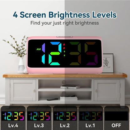 Digital Alarm Clocks for Bedrooms, Loud Alarm Clock with Dual Alarms, Bold Digits, 5 Dimmers, 4 Volumes, Snooze, Bedside Clock for Deep Sleepers Kids Teens Seniors, Plug in Clock, Easy to Set