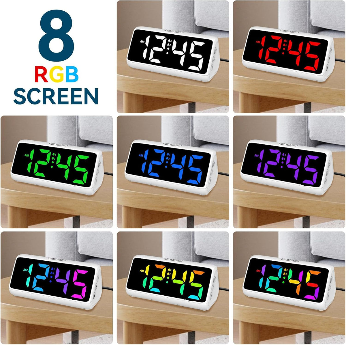 Digital Alarm Clocks for Bedrooms, Loud Alarm Clock with Dual Alarms, Bold Digits, 5 Dimmers, 4 Volumes, Snooze, Bedside Clock for Deep Sleepers Kids Teens Seniors, Plug in Clock, Easy to Set
