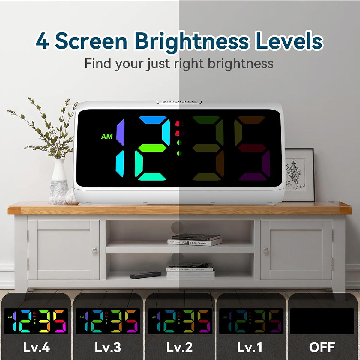 Digital Alarm Clocks for Bedrooms, Loud Alarm Clock with Dual Alarms, Bold Digits, 5 Dimmers, 4 Volumes, Snooze, Bedside Clock for Deep Sleepers Kids Teens Seniors, Plug in Clock, Easy to Set
