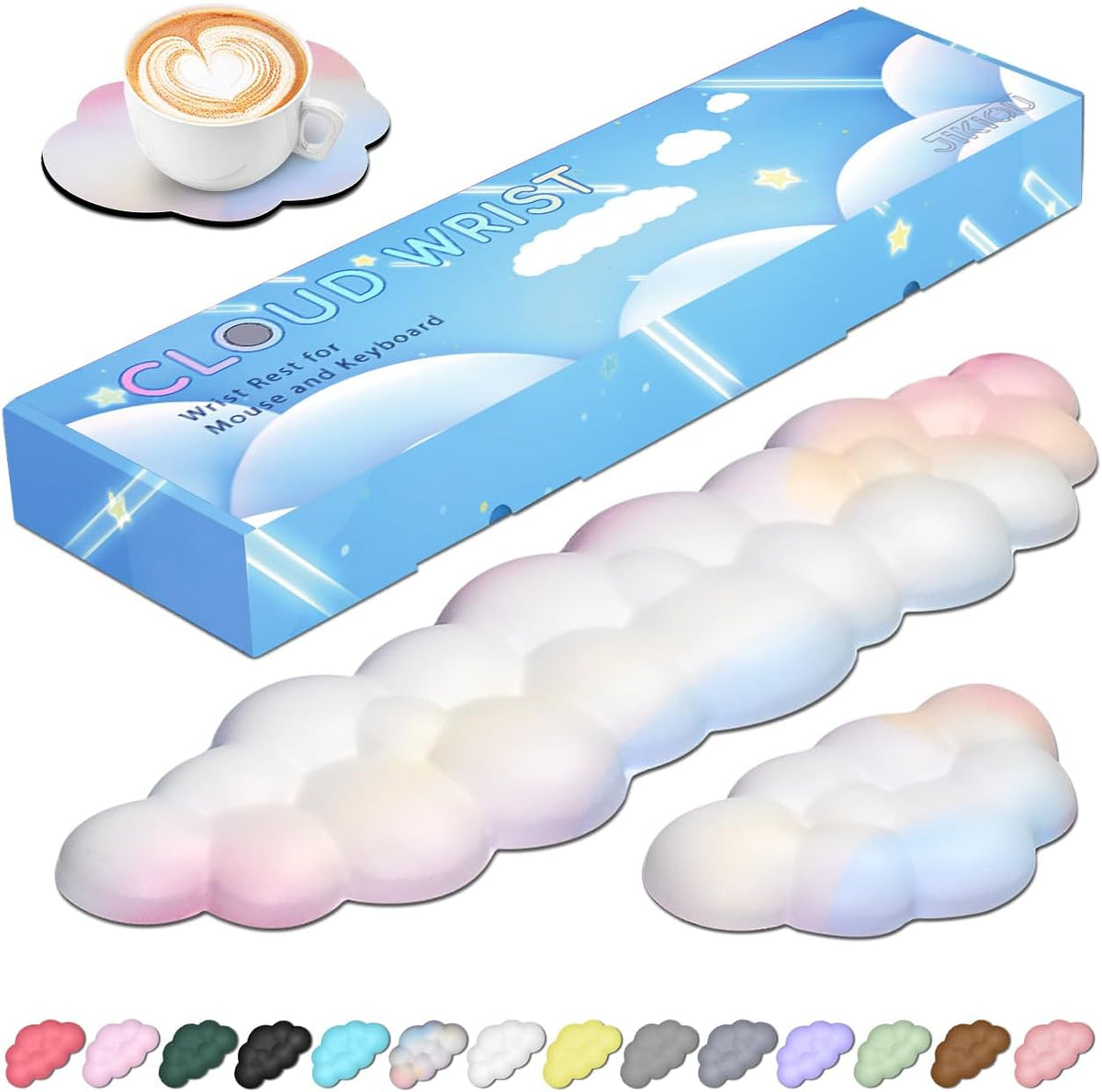 Upgrade Leather Cloud Wrist Rest for Keyboard and Mouse & Cup Pad