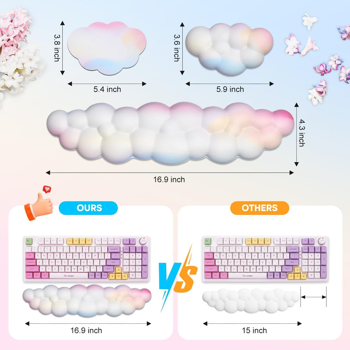 Upgrade Leather Cloud Wrist Rest for Keyboard and Mouse & Cup Pad