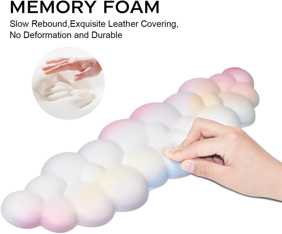 Upgrade Leather Cloud Wrist Rest for Keyboard and Mouse & Cup Pad