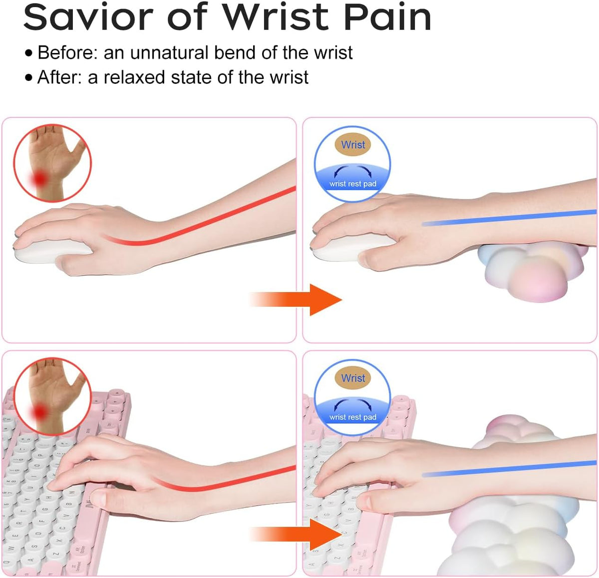 Upgrade Leather Cloud Wrist Rest for Keyboard and Mouse & Cup Pad