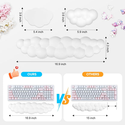 Upgrade Leather Cloud Wrist Rest for Keyboard and Mouse & Cup Pad