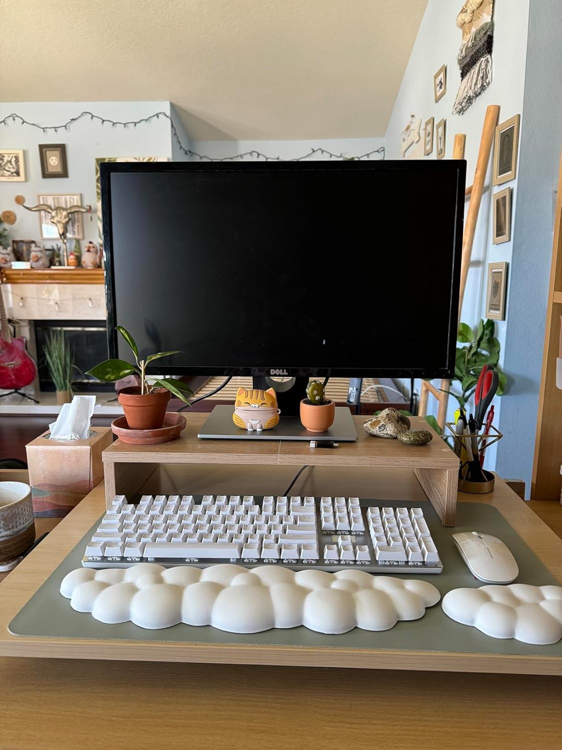 Upgrade Leather Cloud Wrist Rest for Keyboard and Mouse & Cup Pad