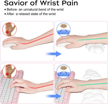 Upgrade Leather Cloud Wrist Rest for Keyboard and Mouse & Cup Pad