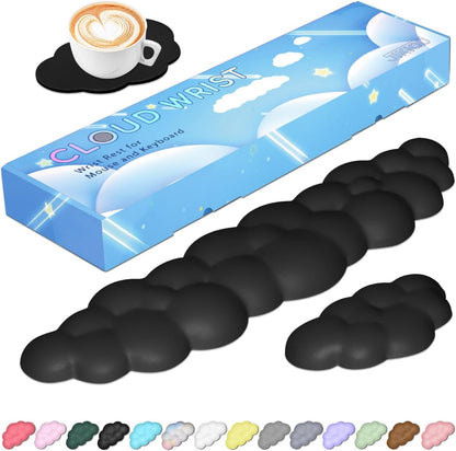 Upgrade Leather Cloud Wrist Rest for Keyboard and Mouse & Cup Pad