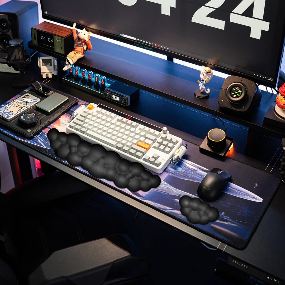 Upgrade Leather Cloud Wrist Rest for Keyboard and Mouse & Cup Pad